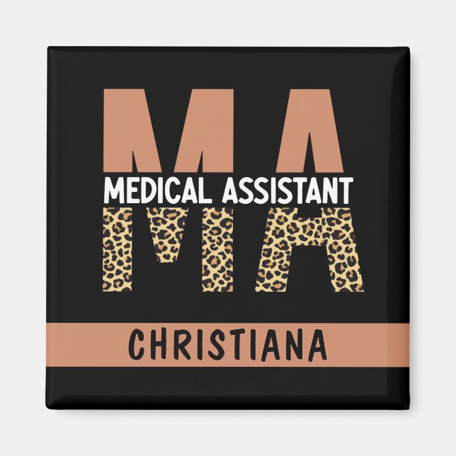 Custom MA Medical Assistant Leopard Print Magnet (Vorne)