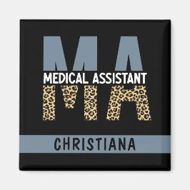 Custom MA Medical Assistant Leopard Print Magnet