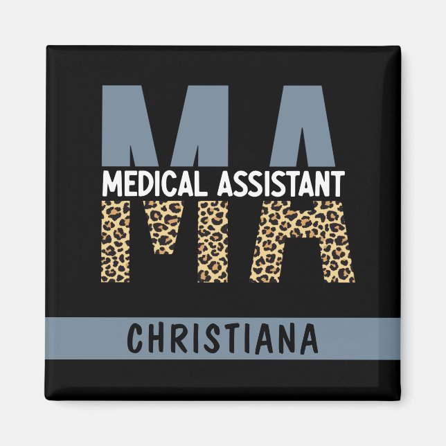 Custom MA Medical Assistant Leopard Print Magnet (Vorne)