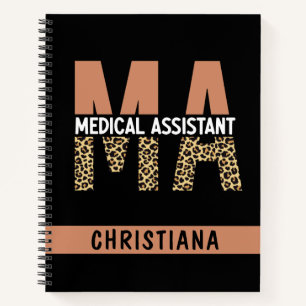 Custom MA Medical Assistant Leopard Print Notizbuch