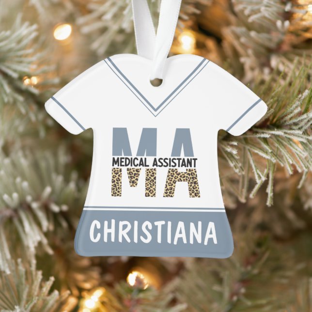 Custom MA Medical Assistant Leopard Print Ornament (Baum)