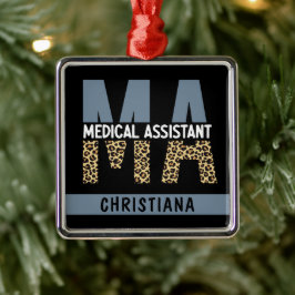 Custom MA Medical Assistant Leopard Print Ornament Aus Metall