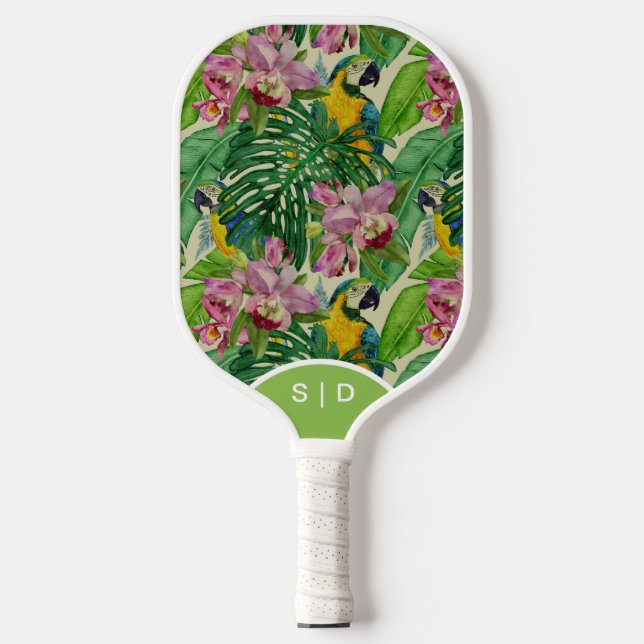 Custom Macaw Orchid Pickleball Paddle (Vorderseite)