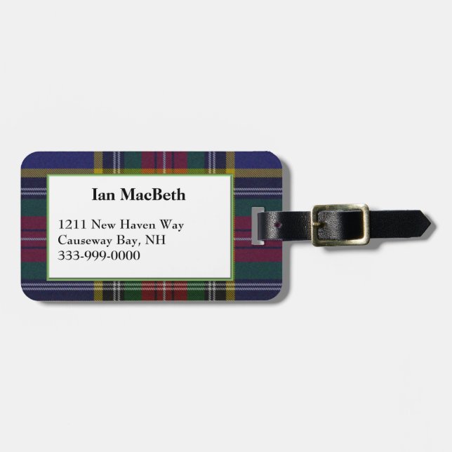 Custom MacBeth Tartan Karierter Gepäckanhänger (Vorderseite horizontal)