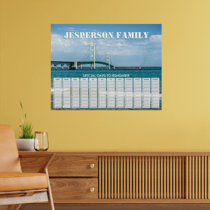 Custom Mackinac Bridge Birthday Calendar Poster
