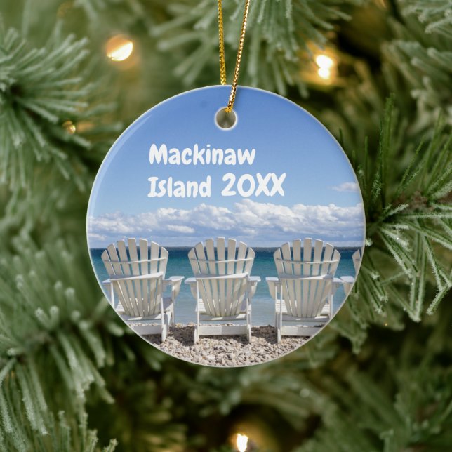 Custom Mackinaw Island Weihnachtsdekoration Kerami Keramik Ornament (Baum)