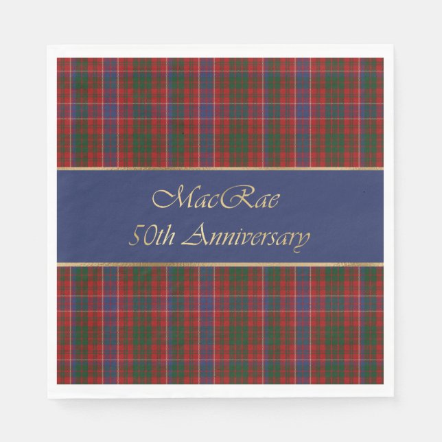 Custom MacRae Clan Tartan Karierte Papierplatte Serviette (Vorderseite)