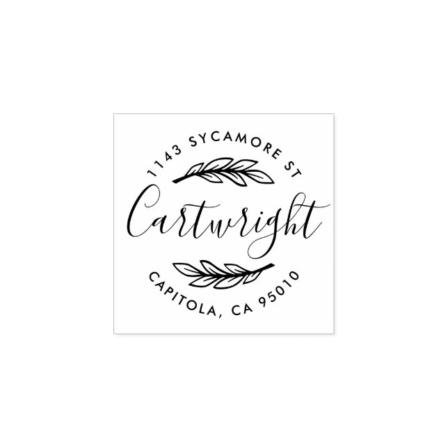 Custom Made Elegant Laurel Wreath Rücksendeadresse Gummistempel (Prägung)