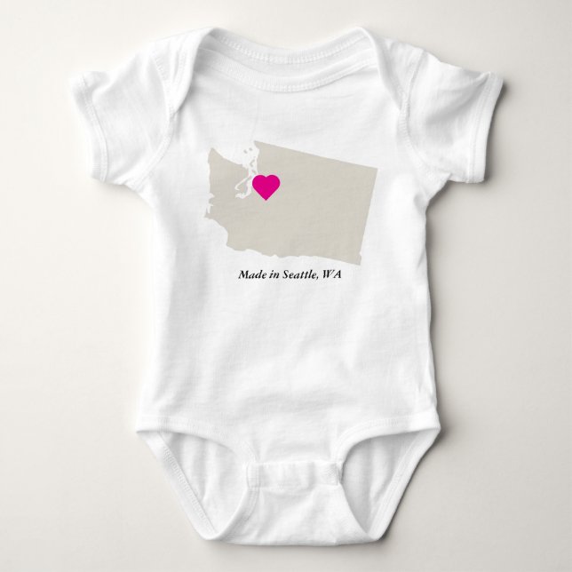 Custom Made in Washington Staat Liebe Baby T-Shirt Strampler (Vorderseite)
