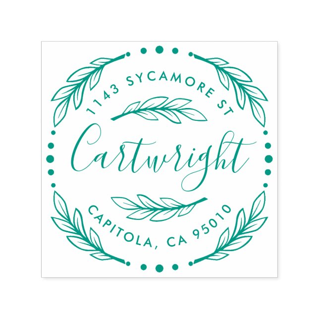 Custom Made Rustic Laurel Wreath Rücksendeadresse Permastempel (Design)