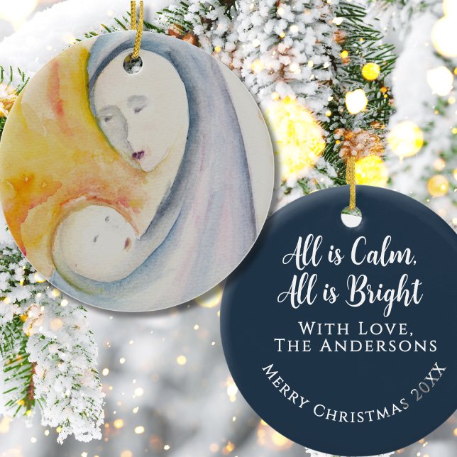 Custom Madonna and Child Midnight Blue Keepake Keramik Ornament (Von Creator hochgeladen)