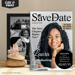 Custom Magazine Abschluss Save the Date einladen Feiertagskarte