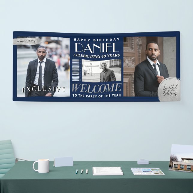 Custom Magazine Cover Modern Birthday Banner (Messe)