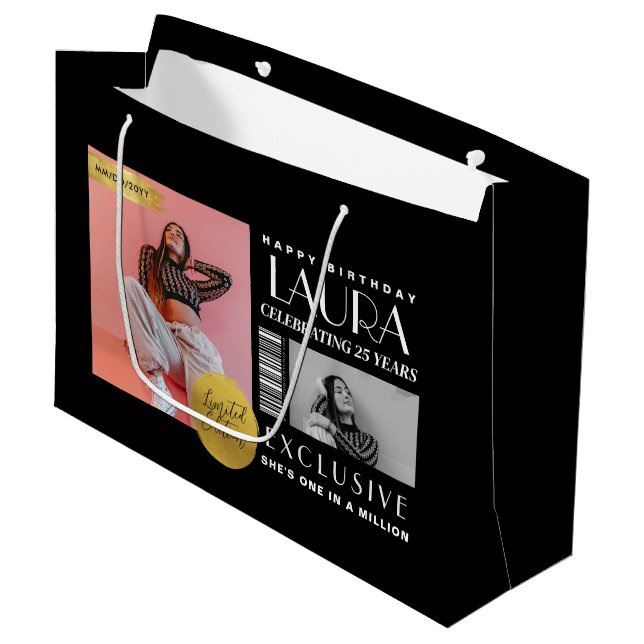 Custom Magazine Cover Modern Birthday Fashion Große Geschenktüte (Vorderseite Schrägansicht)