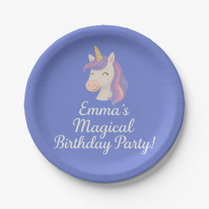 Custom Magical Unicorn Geburtstags-Teller Pappteller