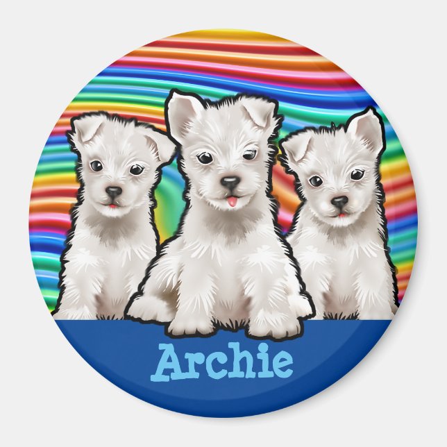 Custom Magnet Regenbogen Welpen. (Vorne)