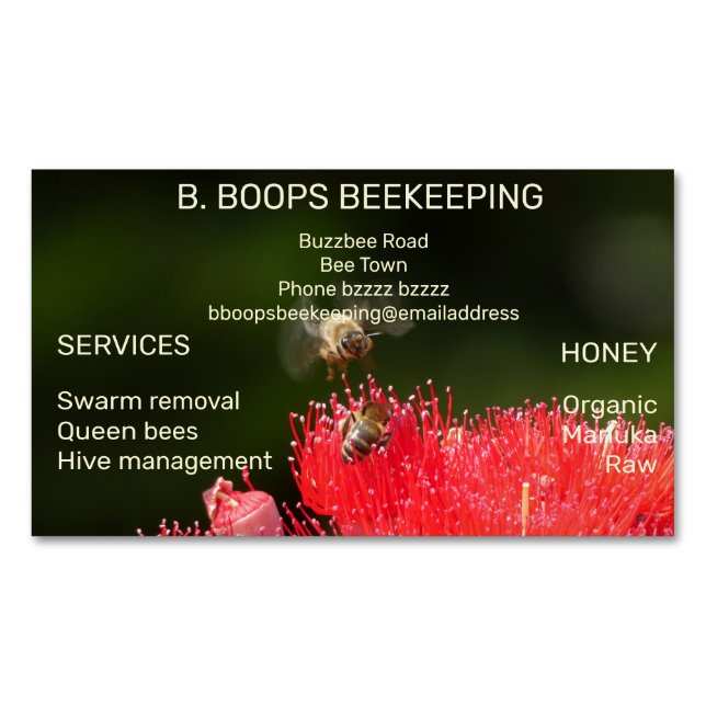 CUSTOM MAGNETIC REEKEEPER APIARY BUSINESS CARD MAGNETISCHE VISITENKARTE (Vorderseite)