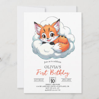 Custom Majestic Digital Fox 1. Geburtstag Einladung