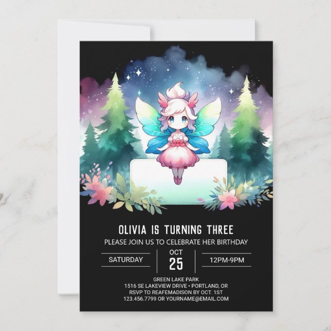 Custom Majestic Fairy Birthday Einladung (Vorderseite)