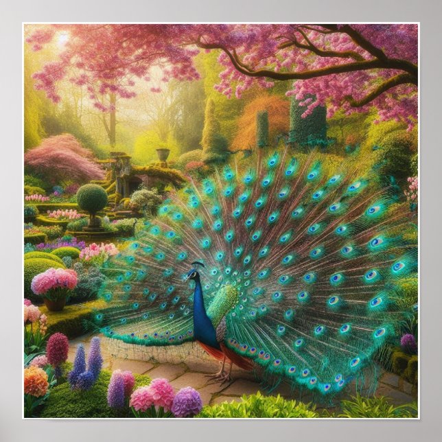 Custom Majestic Peacock Wall Poster (Vorne)