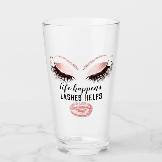 Custom Makeup Artist Eyelash Extension Pink Kiss Glas (Vorderseite)