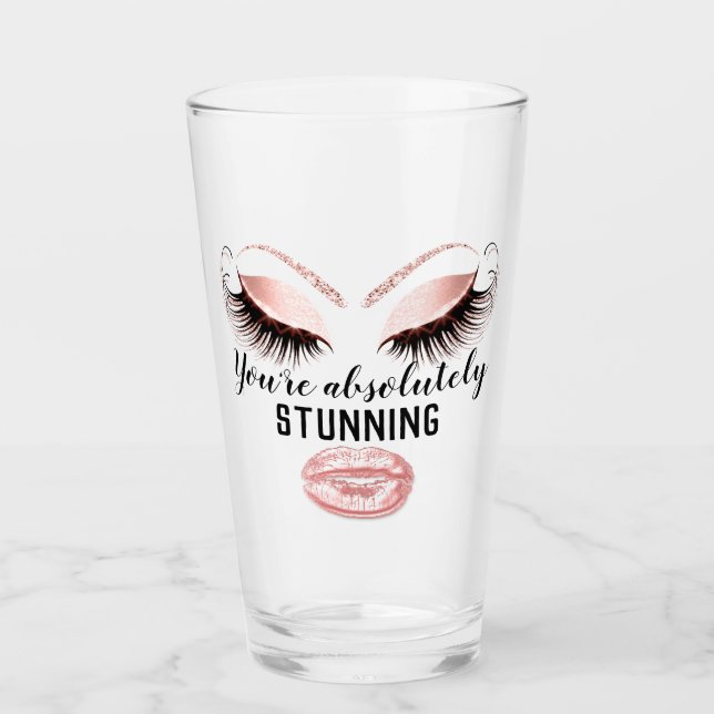 Custom Makeup Artist Eyelash Extension Pink Kiss Glas (Vorderseite)