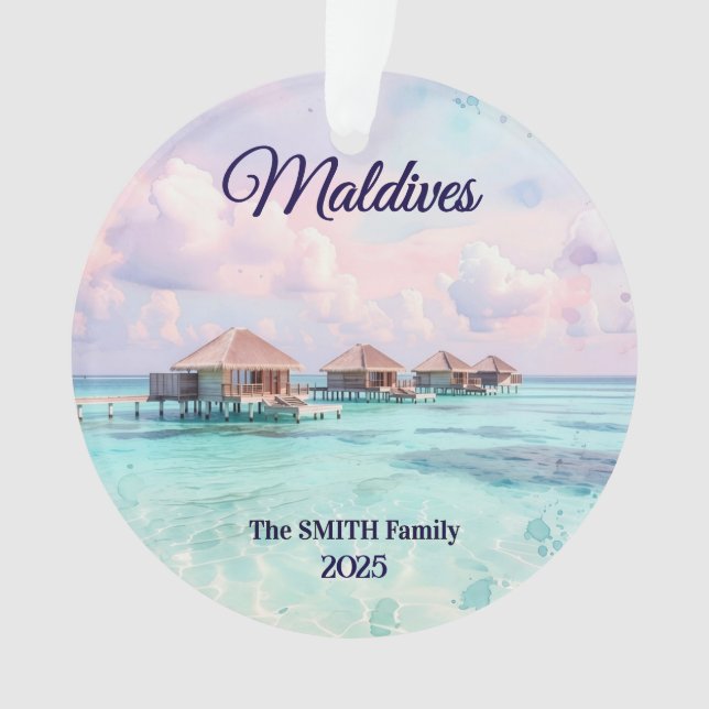 Custom Maldives Family Vacation Ornament (Vorderseite)