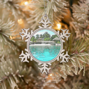 Custom Maldives Weihnachten Schneeflocken Zinn-Ornament