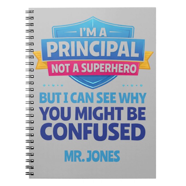 Custom Male Principal funny Superhero  Notizblock (Vorderseite)