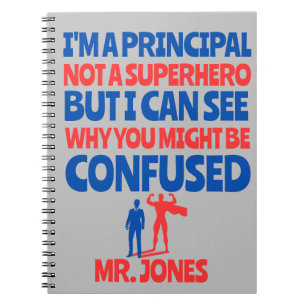 Custom Male Principal lustig Superhero rot blau Notizblock
