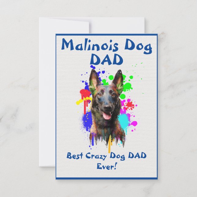 Custom Malinois dad Dog Bester Crazy Dog Vater Dankeskarte (Vorderseite)