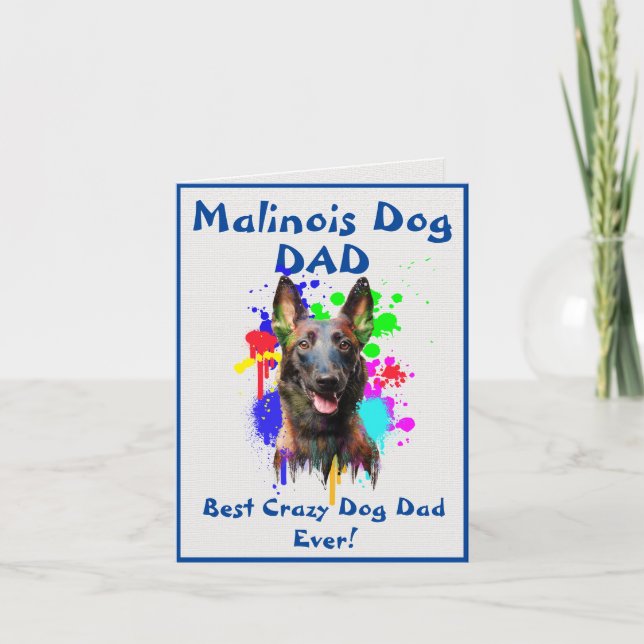 Custom Malinois Vater Dog Bester Crazy Dog Vater D Karte (Vorderseite)