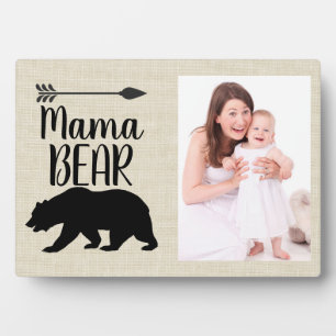 Custom Mama Bear Burlap Foto von Frame Platte Fotoplatte