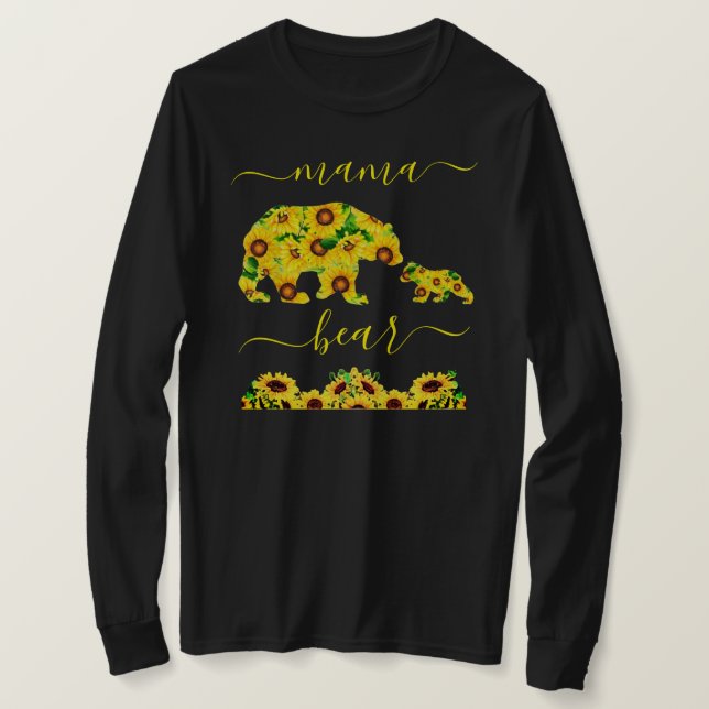 Custom MAMA BEAR Sonnenblumen Mama Frauen Tief V-N T-Shirt (Design vorne)