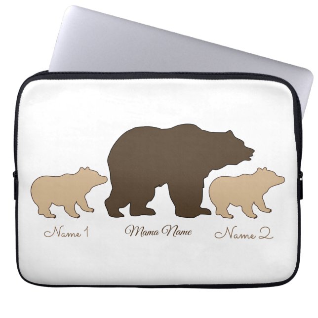 Custom Mama Bear With 2 Kid Names Mothers Day Gift Laptopschutzhülle (Vorderseite)