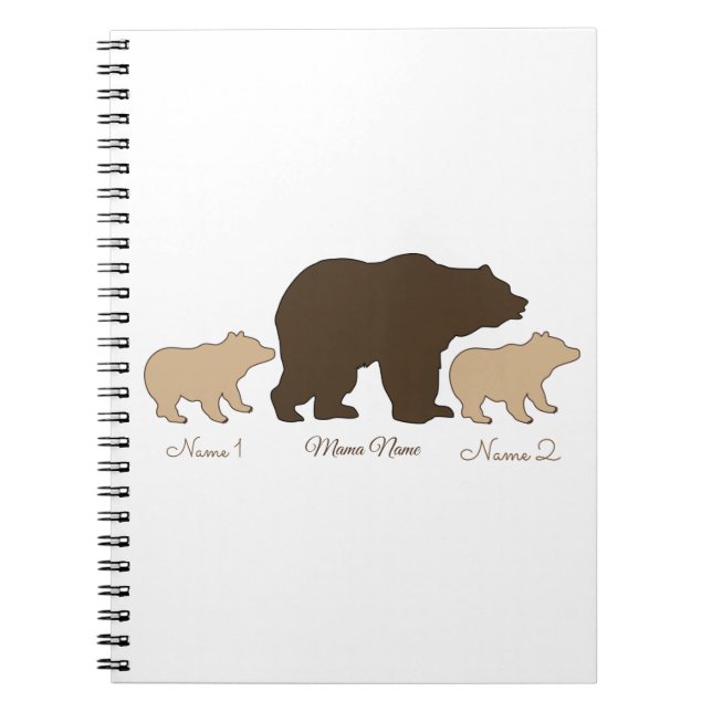 Custom Mama Bear With 2 Kid Names Mothers Day Gift Notizblock (Vorderseite)