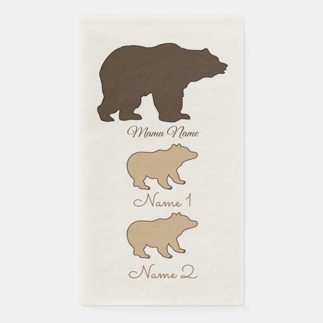 Custom Mama Bear With 2 Kid Names Mothers Day Gift Serviette (Vorderseite)