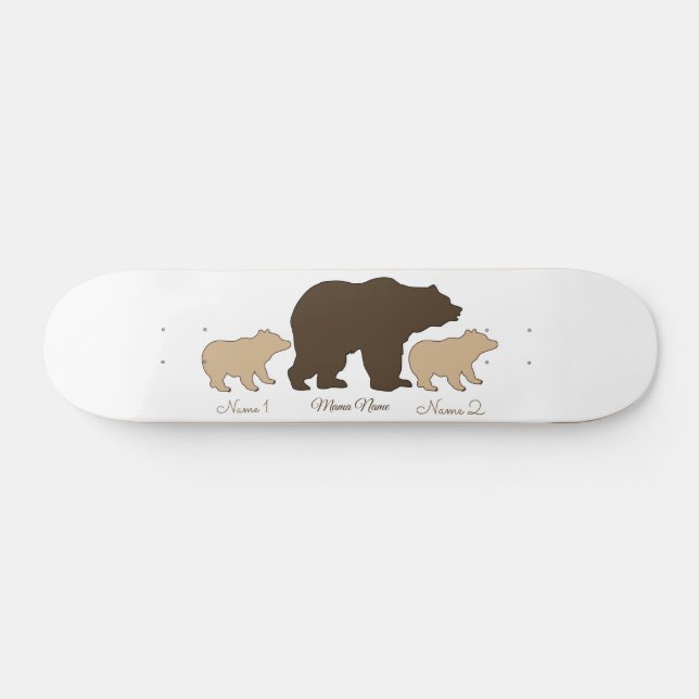 Custom Mama Bear With 2 Kid Names Mothers Day Gift Skateboard (Horizontal)