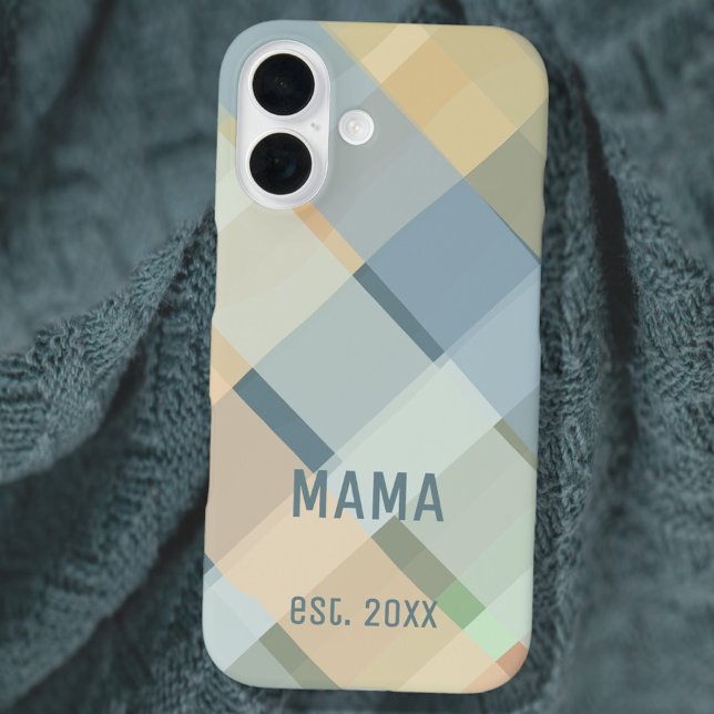 Custom Mama Established Year Pastel Check Plaid Case-Mate iPhone Hülle (Von Creator hochgeladen)