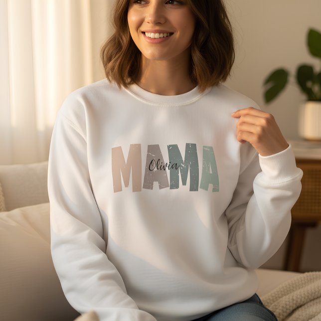 Custom Mama Sweatshirt with Baby Name | Personaliz (Von Creator hochgeladen)