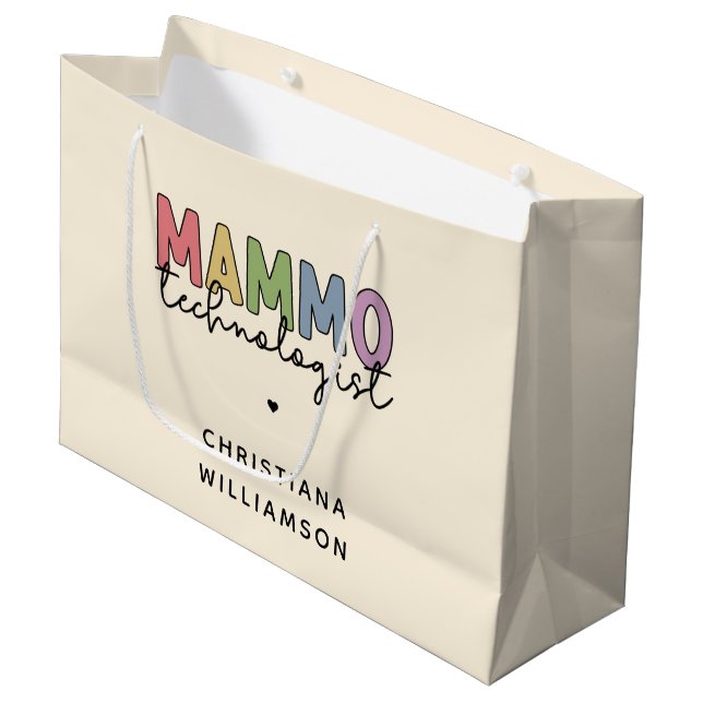 Custom Mammo Technologe Mammographie Tech Große Geschenktüte (Vorderseite Schrägansicht)