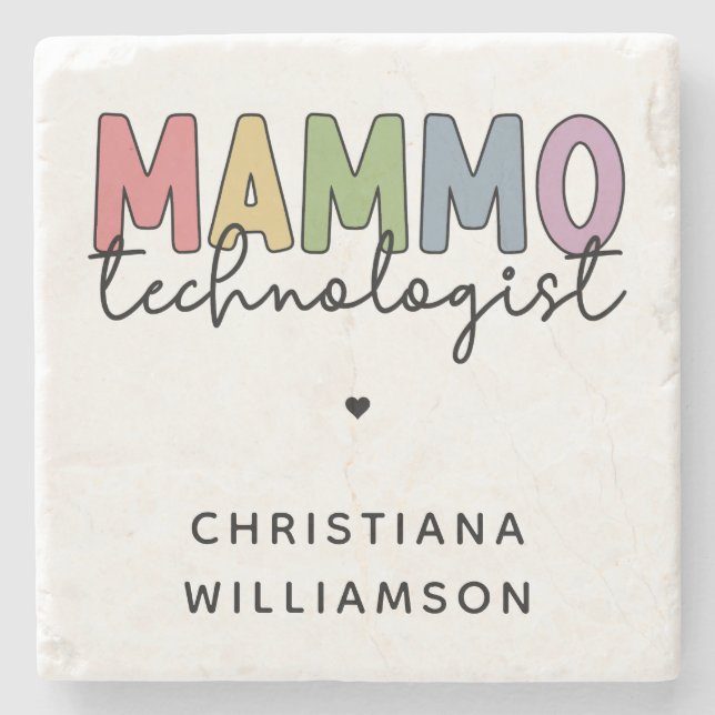 Custom Mammo Technologist Mammographie Tech Gesche Steinuntersetzer (Vorderseite)