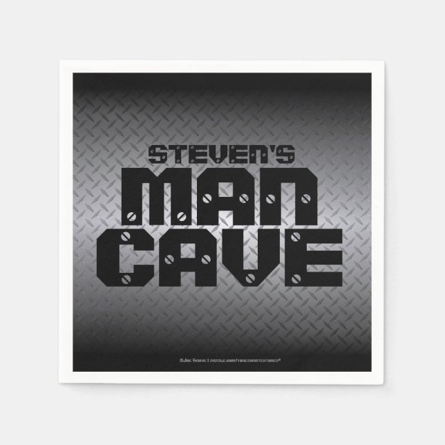Custom Man Cave Black and Gray Diamond Plate Serviette (Vorderseite)