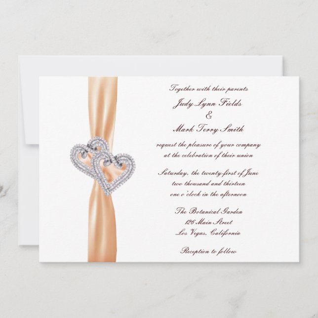 Custom Mandarine hört Hochzeitseinladung Einladung (Vorderseite)