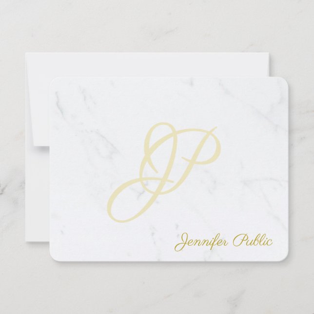 Custom Marble Gold Handwriting Script Text Modern Mitteilungskarte (Vorderseite)