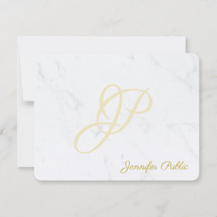 Custom Marble Gold Handwriting Script Text Modern Mitteilungskarte