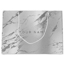 Custom Marble Gray Monoch Metallic Abstrakt Silver Große Geschenktüte