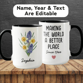 Custom March Birth Flower - Personalized Name Tasse