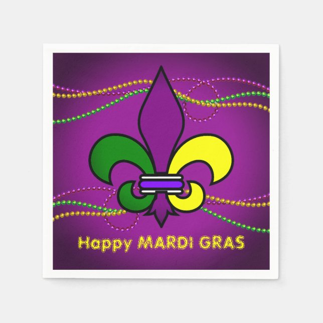 Custom MARDI GRAS Lilie Verfügbarer Cocktail Serviette (Vorderseite)