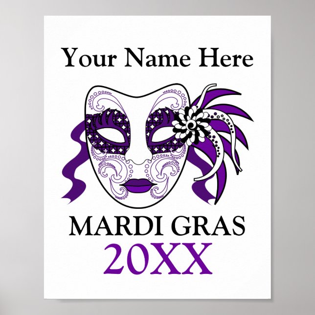 Custom Mardi Gras mit Festivalmaske Poster (Vorne)